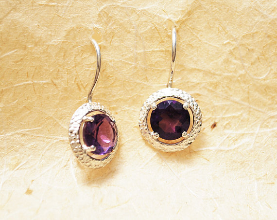 amethysts earrings , gemstone dangle earrings 