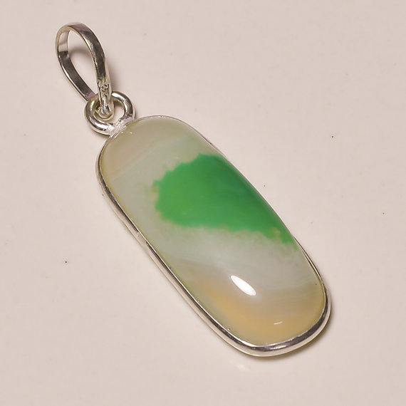 best quality green lace agate gemstone .925 Sterling Silver green lace agate Overlay Pendants