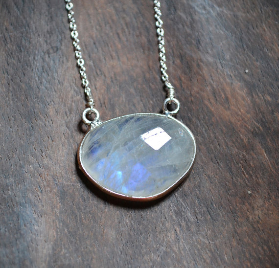 rainbow moonstone necklace  june birthstone everyday minimalist jewelry