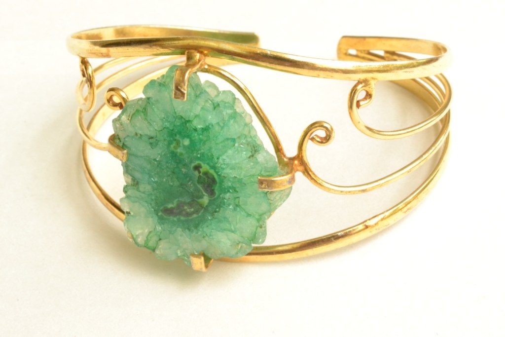 solar quartz gold plated 925 silver bangle