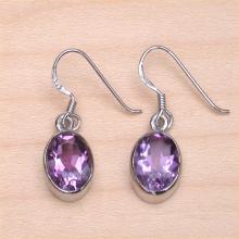 925 Amethyst Oval Earrings Sterling Silver Amethyst Drop Earrings Amethyst February Birthstone