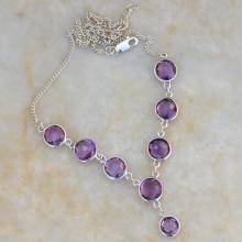 925 Sterling Silver NecklaceAmethyst Purple Necklace 18 inch Necklace,February Amethyst Jewelry