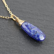 AAA Grade Lapis Lazuli & 18 krt Gold Filled Pendant. Cobalt Blue Gemstone Pendant. Gold Fill Wire Wrapped Pendant. Semi Precious Jewellery