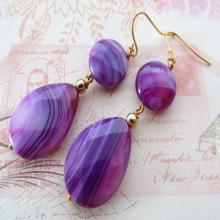 Agate earrings, drop earrings, purple gemstone earrings, teardrop earrings, uk stone jewelry, dangle earrings, italian jewellery,