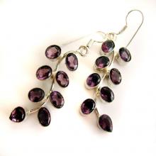 Amethyst Earrings,Silver plated,Dangle jewelry,Chandelier flower earrings,Gemstone jewelry by Taneesi