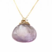Amethyst Gemstone Teardrop Wire Wrapped Pendant, Gold-Filled Necklace  Gemstone Jewelry, 7th Crown Chakra Jewelry