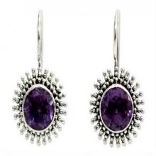 Amethyst Sterling Silver Drop Earrings, 'Radiant Sunbeams'