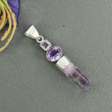 Amethyst Wand Pointed Healing Chakra Pendant ,Solid Sterling Silver Pendant, Purple Amethyst Pendant, Natural Gemstone Jewelry,