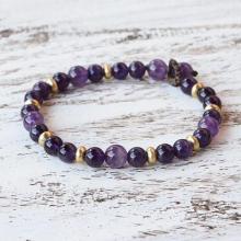 Amethyst and Brass Beaded Bracelet from Thailand