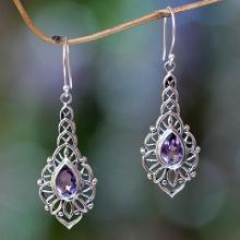 Amethyst and Sterling Silver Handcrafted Earrings, 'Rapture