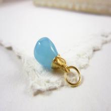 Aqua Blue Chalcedony Pendant - 14k Gold Wire Wrapped Jewelry Handmade - Light Blue Gemstone Jewelry - Something Blue Bridal Jewelry