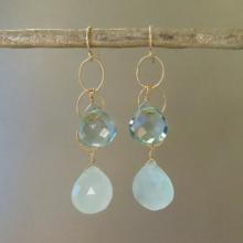 Aqua Chalcedony Earrings with Blue Quartz Accents