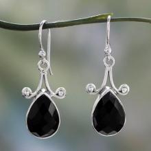 Artisan Crafted Onyx and Sterling Silver Jewelry, 'Himalaya Muse'