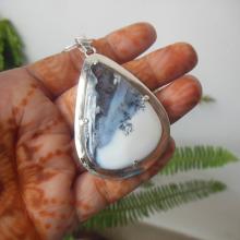 Artisan pendant - Statement Pendant - OOAK Dendritic Opal pendant -dendrite opal-Gemstone pendant