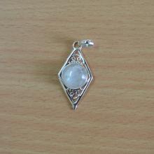 Beautiful Silver Pendant,Rainbow Moon Stone 925 Sterling Silver Necklace ,Genuine Moonstone Round pendant - Gemstone pendan