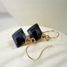 Black Dangle Earrings, Black Spinel Earrings, Tiny Black Dangles, Kite Dangles, Pointy Gemstone