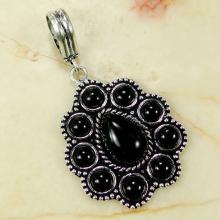 Black Onyx 925 Sterling Silver Overlay Pendant 53mm - gems gemstones gemstone