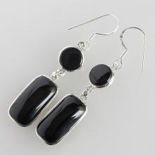 Black Onyx Earring , Solid Sterling Silver Gemstone