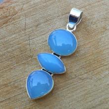 Blue Chalcedony Pendant - 925 Silver Pendant, Gemstone Pendant, Cabochon Pendant, Solid Silver Pendant, Blue Stone Pendant, Artisan Pendant