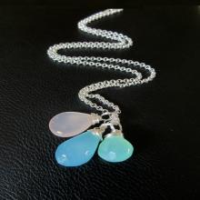 Blue Chalcedony pendant, Aqua chalcedony pendant, sterling silver gemstone jewelry, mix & match