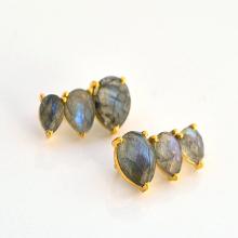 Blue Labradorite Earrings, Tear drop Gemstone Earrings, Gold Earrings, Drop Earrings, christmas gift, labradorite jewelry, prong set earring