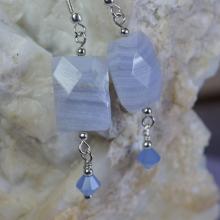 Blue Lace Agate Earrings. Dangle Eariings, Gemstone Earrings.