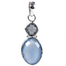 Blue Onyx Pendant - Blue Topaz Pendant - 925 Sterling Silver Pendant - Handmade pendant jewelry, Silver Gemstone Pendant,Two Stone Pendant