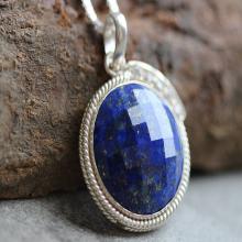 Blue pendant - Lapis lazuli pendant - Lapis pendant - Bezel pendant - Round pendant - Gemstone pendant