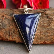 Blue pendant - Lapis lazuli pendant - Lapis pendant - Bezel pendant - triangle pendant - Gemstone pendant  2