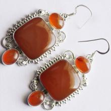 Carnelian Quartz Gemstone Earring 925 Solid Silver Handmade Jewelry