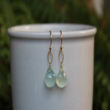 Chalcedony Dangle Earrings, Gold or Silver, Blue Gemstone Earrings, Chalcedony, Lightweight Earrings