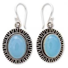 Chalcedony dangle earrings, 'Radiant Sky'