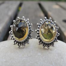 Citrine Silver Studs- Citrine Studs- Citrine Post Earrings- Silver Stone Studs- Gemstone Earrings- Citrine Silver Studs