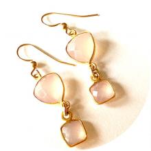 Contemporary earrings Genuine pink chalcedony drop earrings Bridal earrings Natural gemstone earrings Soft pink earrings