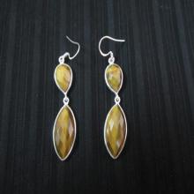 Cut Tiger Eye Silver Earring