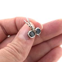 Elegant Sterling Silver Drop Earrings with Black Cubic Zirconia CZ Gemstones