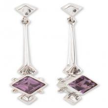 Fair Trade Modern Sterling Silver Amethyst Earrings, 'Taxco Romance'