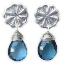 Fair Trade Sterling Silver and Blue Topaz Earrings, 'Chiang Mai Daisy'