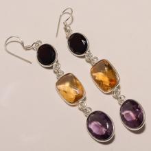 Garnet Citrin Amethyst Earring