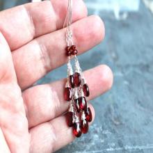 Garnet Earrings Cascade Earrings Romantic Long Dangling Red Gemstone Earrings Sterling Silver Gemstone Jewelry