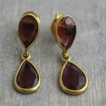 Garnet Petite Drop Earrings - Gifts for her - Wedding Jewellery - Gemstone Earrings - Gold Earrings