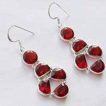 Garnet Quartz Gemstone Earrings Handmade Jewelry With 925 Pure Silver Metals