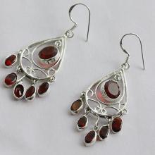 Garnet Quartz Gemstone Earrings Handmade Jewelry With 925 Pure Silver