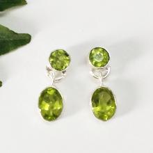 Genuine NATURAL PERIDOT Gemstone Earrings - Birthstone Earrings - Fashion Beach Earrings - Handmade Earrings - Drop Earrings