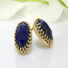 Gold lapis earrings,september birthstone earrings,post earrings,delicate earrings,oval earrings,gemstone earrings