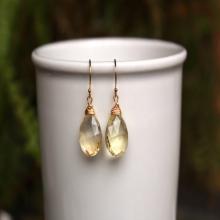 Golden Citrine Earrings, Yellow Citrine Wire Wrapped Gemstone Earrings, Simple Citrine Earrings, Gold or Silver