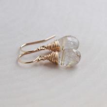 Golden Rutilated Quartz Earrings, Gold Drop Earrings, Gold Gemstone Earrings