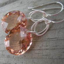 Gorgeous Peach Quartz AAA Luxe Gemstone Earrings Sterling Silver