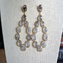 Gray Rutilated Gemstone Earrings