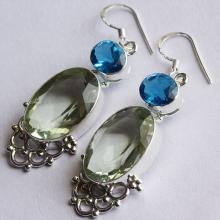 Green Amethyst Gemstone Earring 925 Solid Silver Handmade Jewelry